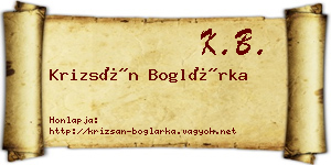 Krizsán Boglárka névjegykártya