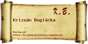 Krizsán Boglárka névjegykártya
